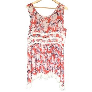 Simply‎ Noelle Floral Chiffon Lace Fairycore Sharkbite Tunic Top Womens XL 12 14
